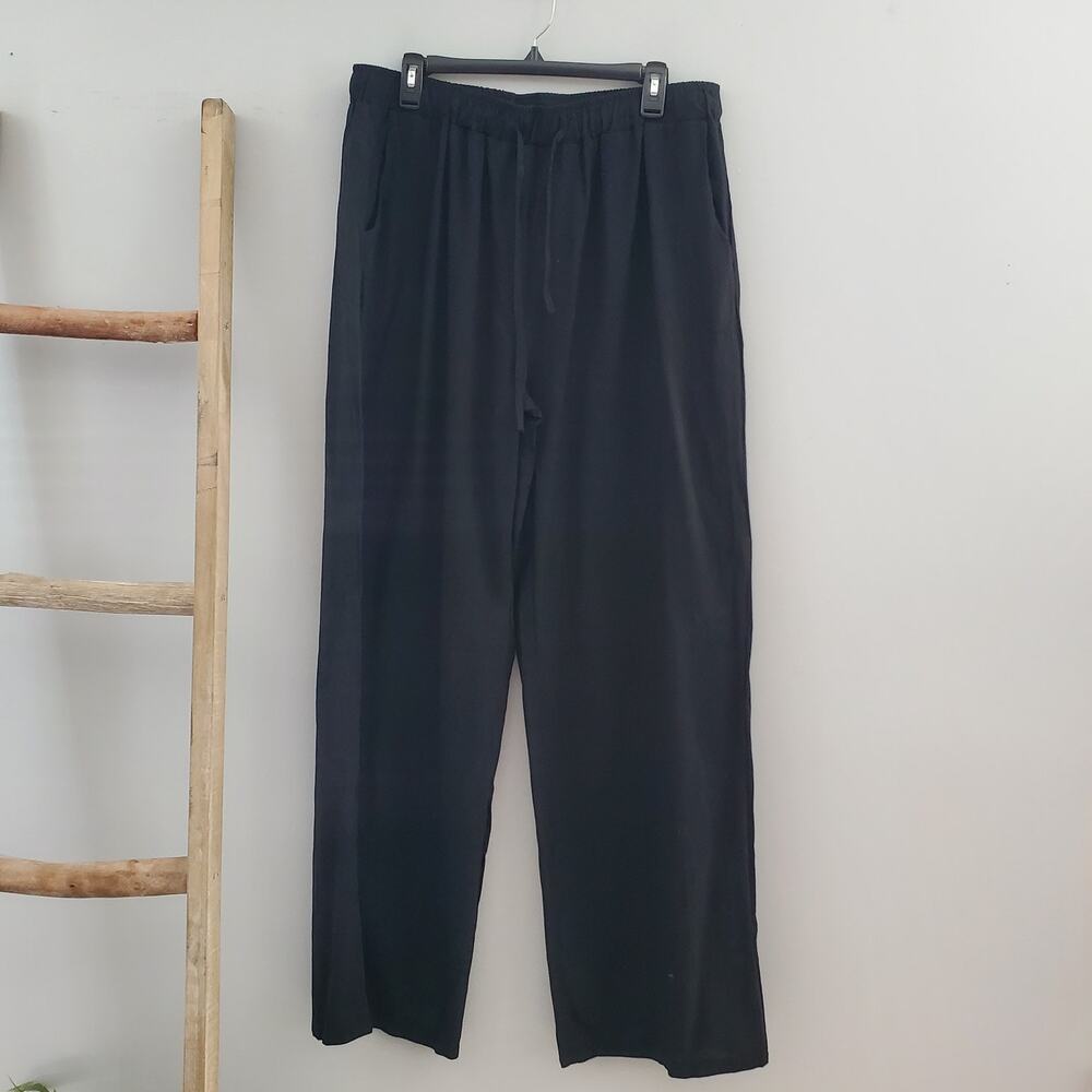 Women's Black Wide Leg Elastic Waist Pants Size 2XL